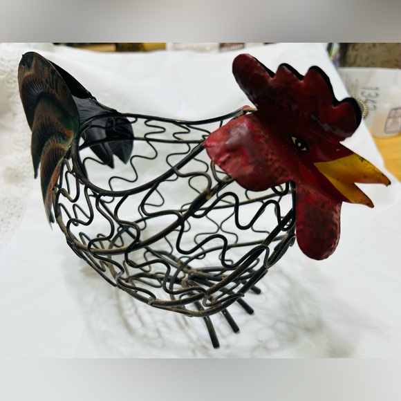 Rooster basket/decor. Display real or fake eggs.  New condition. Colors bright. - Picture 1 of 4